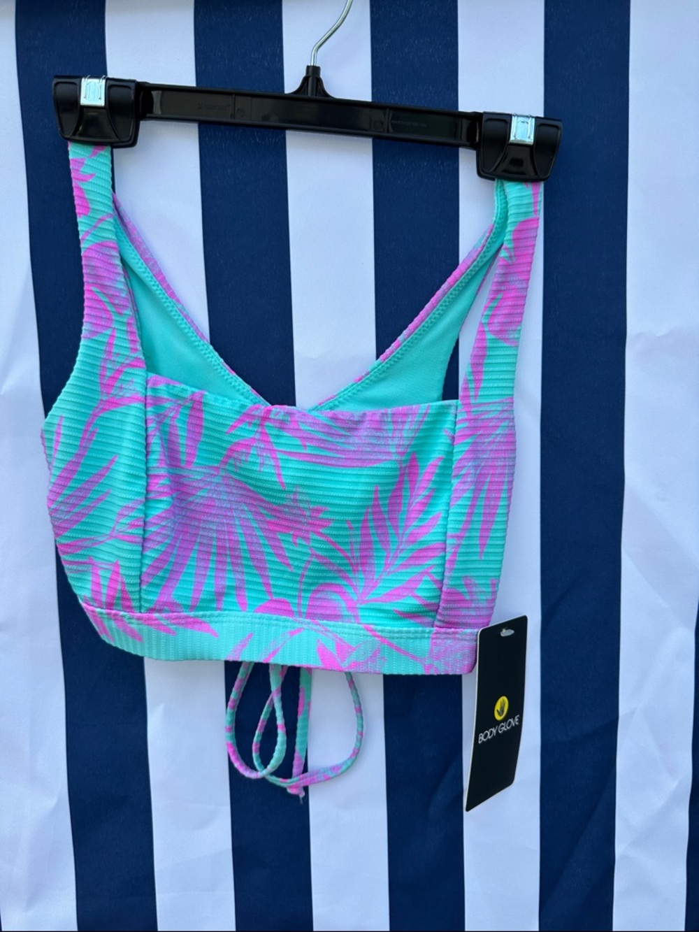 Body Glove Aqua & Pink Tropical Crop Swim Top D Cup - Picture 1 of 6